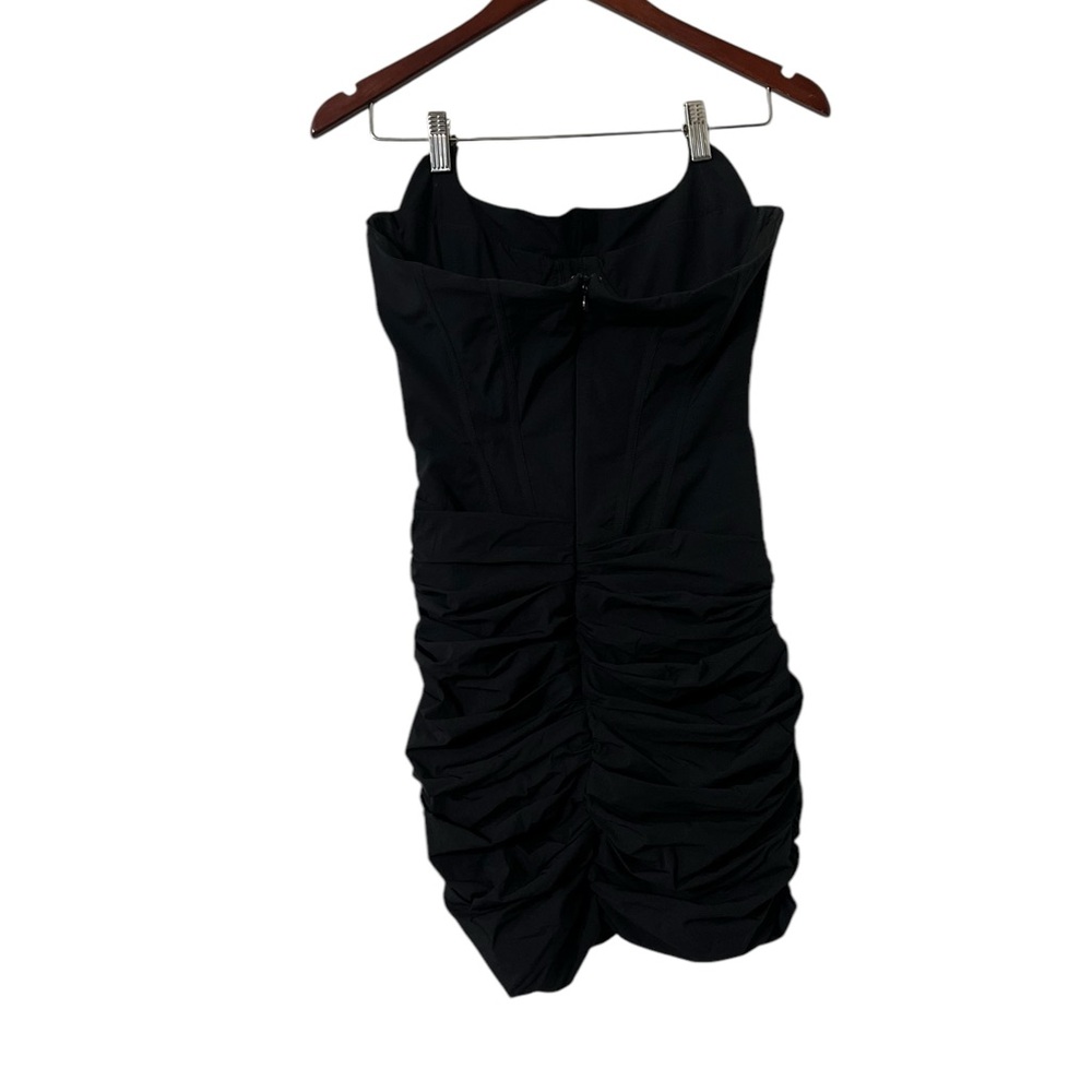 MISTRESS ROCKS Corset Bustier Black Ruched Strapless Mini Dress - Picture 8 of 11